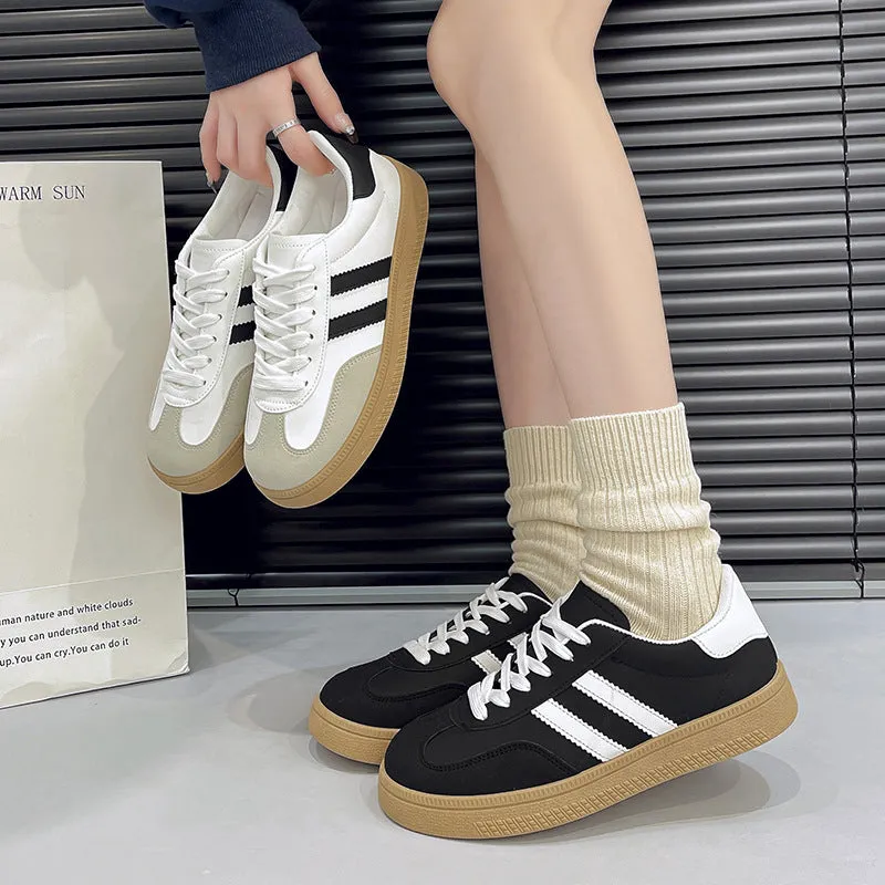 2025 Plus Size Womens Casual Flat Shoes  Spring Fall Korean Style, Round Toe Fashion Sneakers for Students and Daily Wear