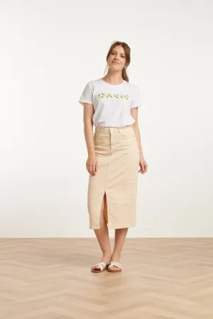 25205 E Denim Midi-Rok | Sand