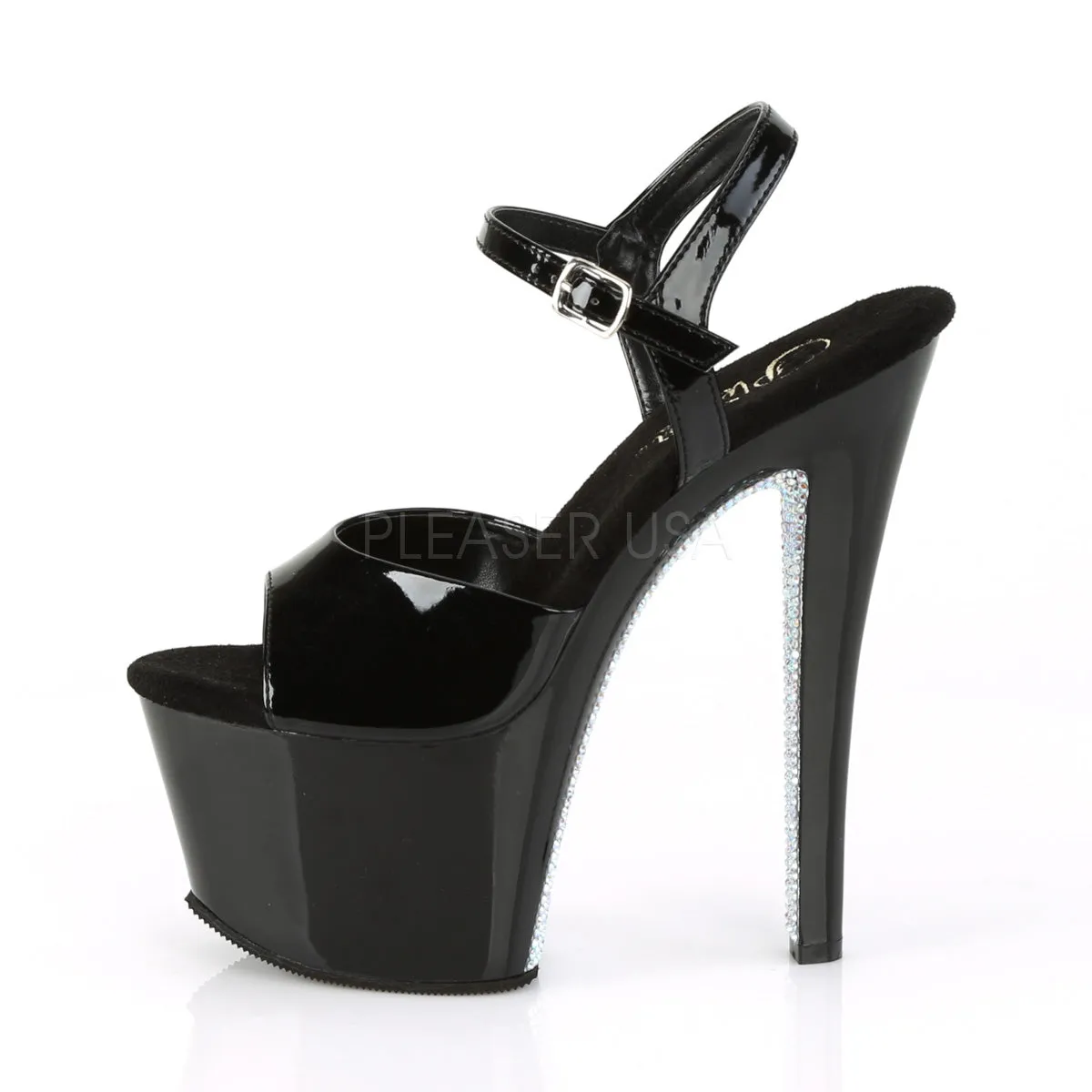 7 Inch Heel SKY-309CRS Black Silver