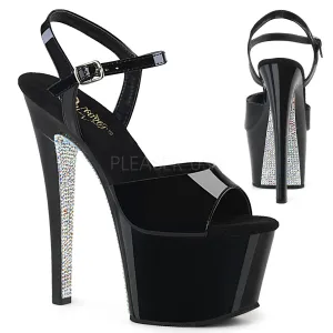 7 Inch Heel SKY-309CRS Black Silver