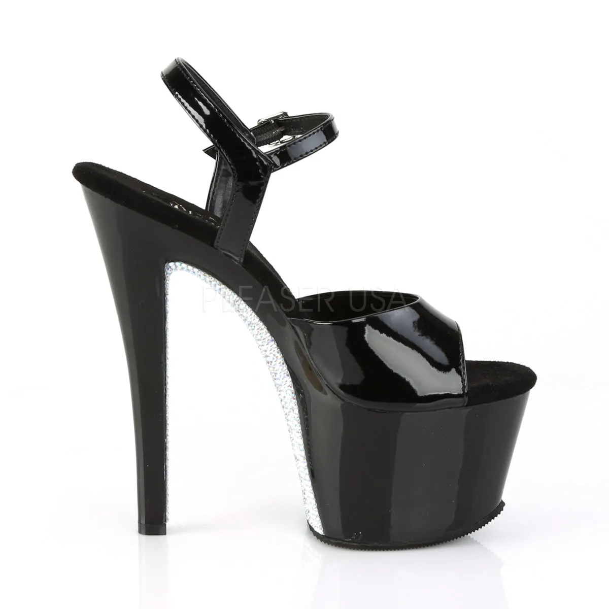 7 Inch Heel SKY-309CRS Black Silver