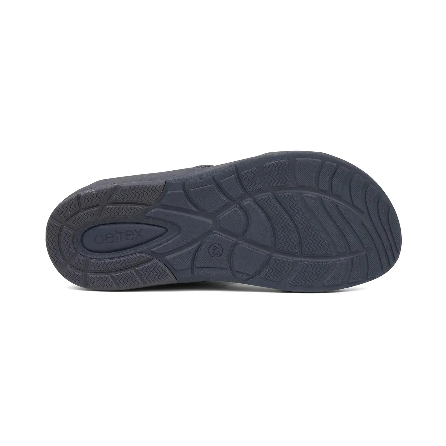 Aetrex Men's Suede Foot Bed Leather Sandals Navy