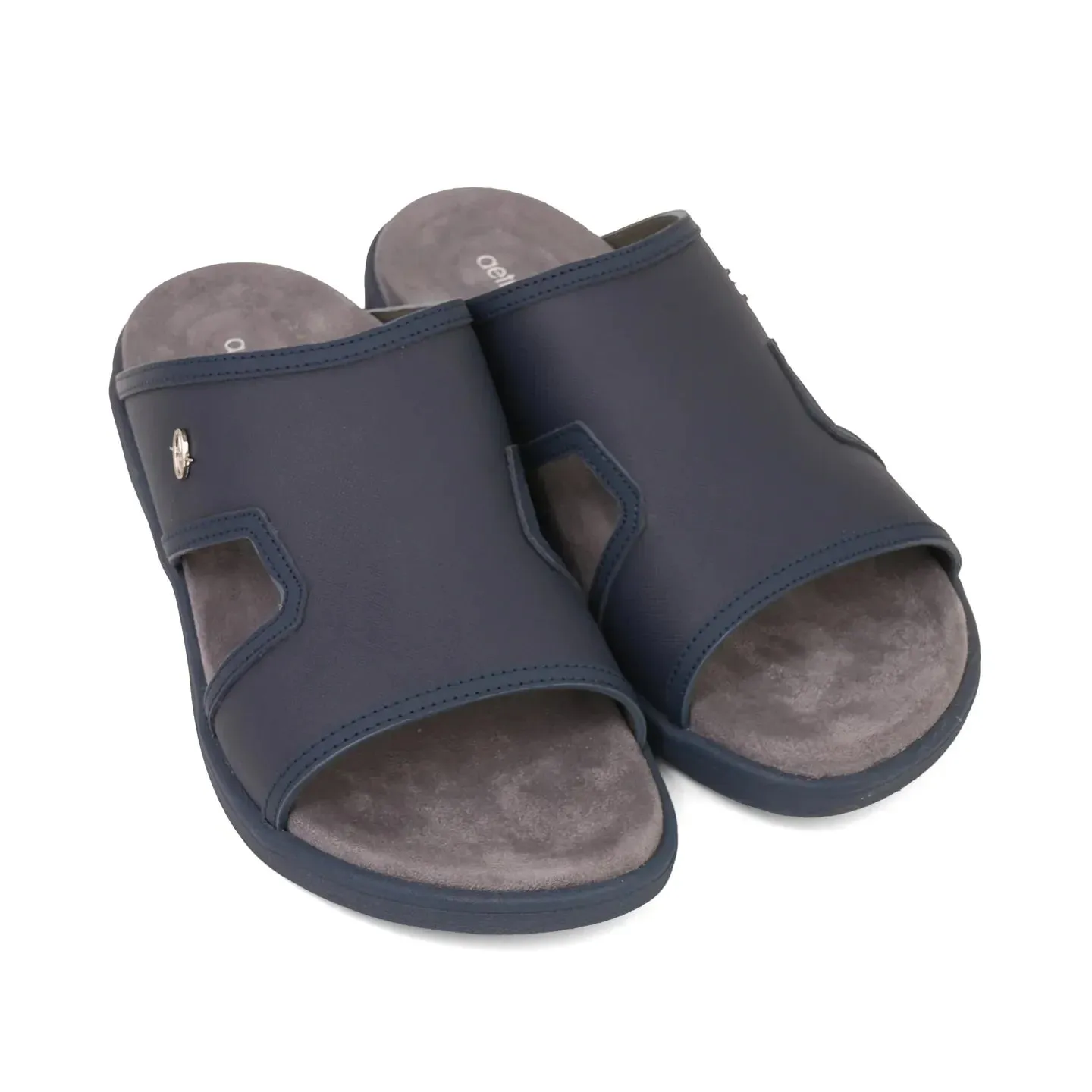 Aetrex Men's Suede Foot Bed Leather Sandals Navy