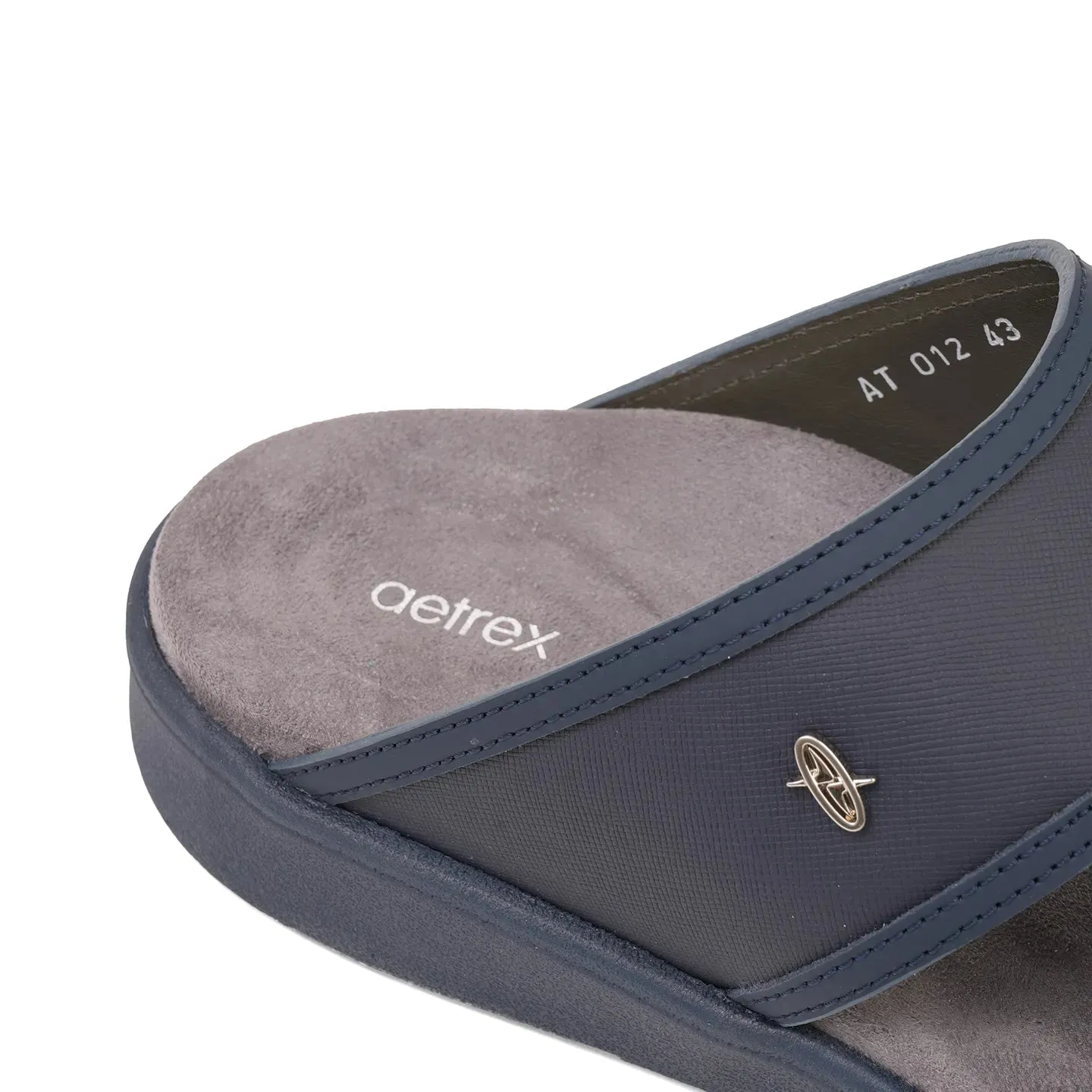 Aetrex Men's Suede Foot Bed Leather Sandals Navy