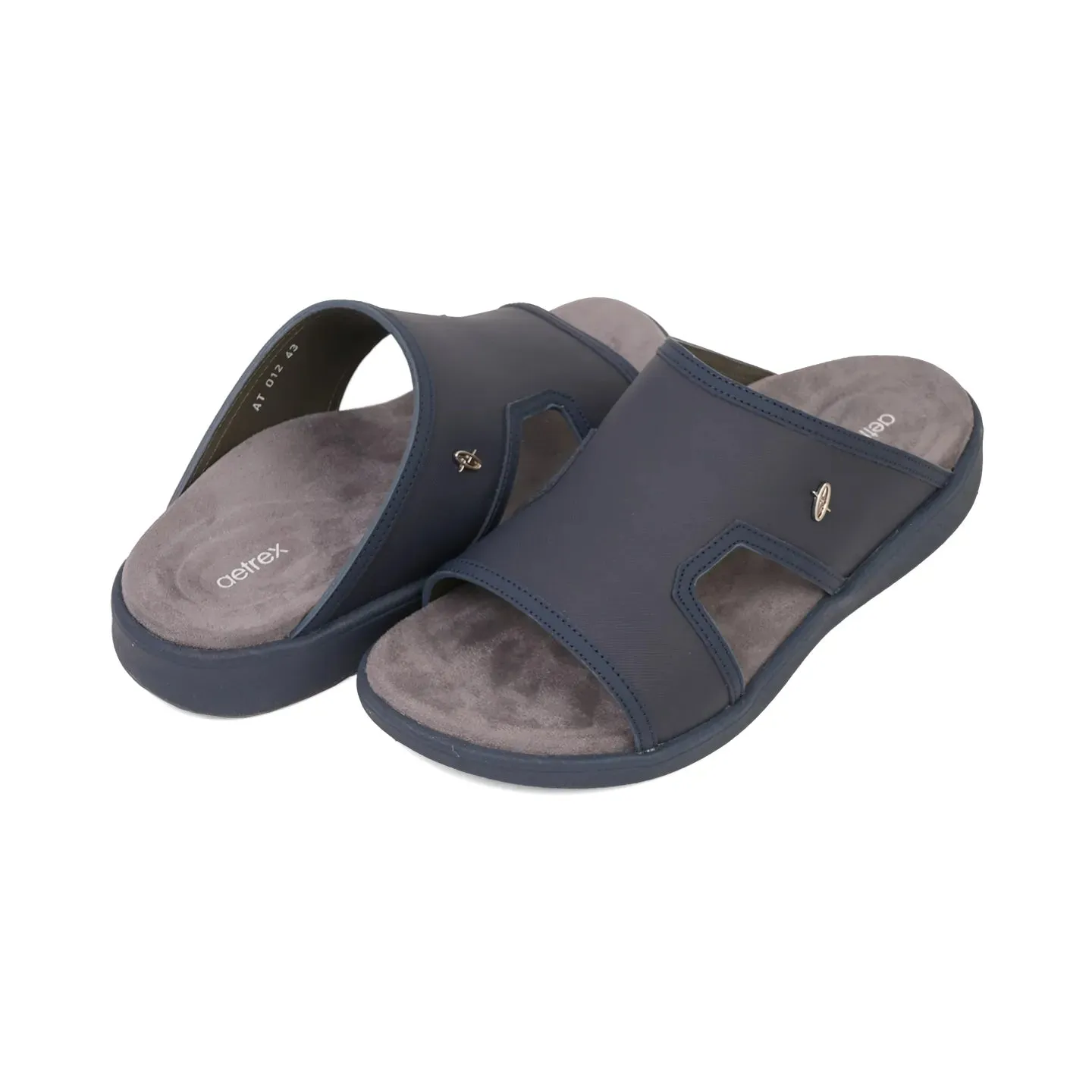 Aetrex Men's Suede Foot Bed Leather Sandals Navy