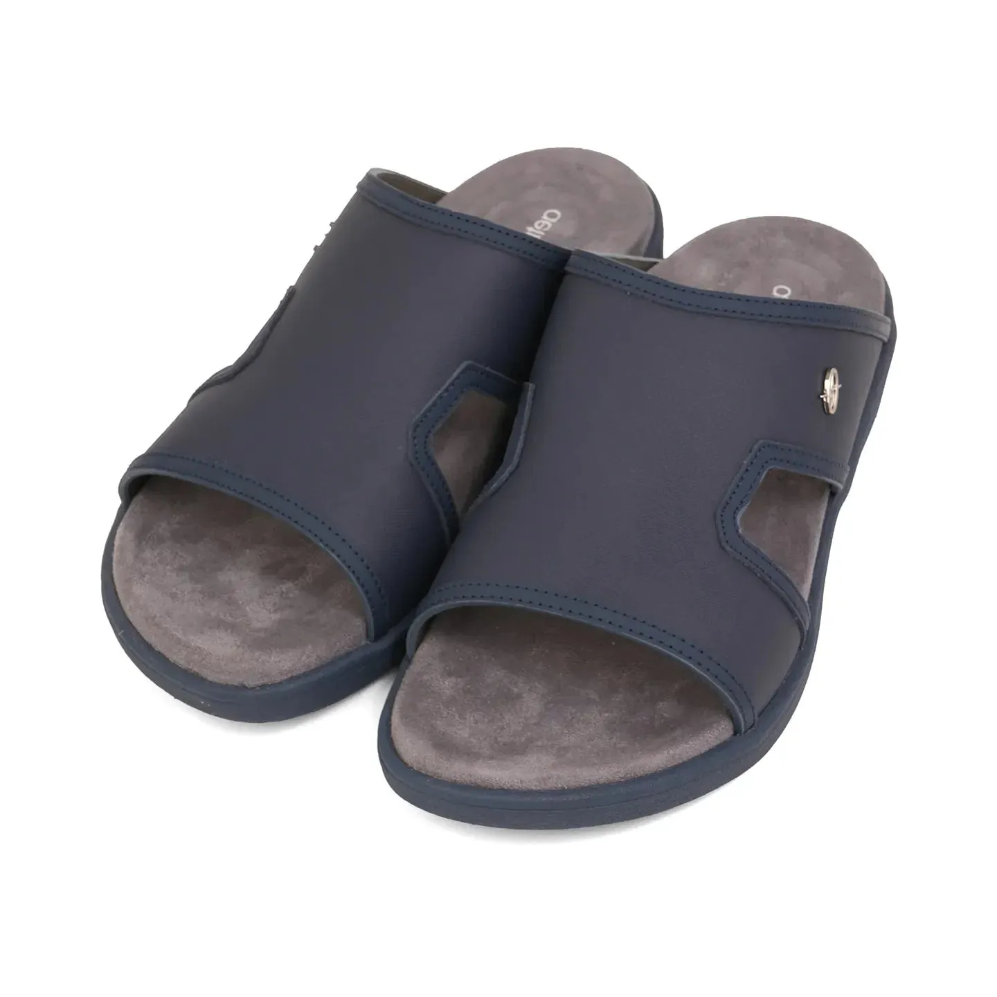 Aetrex Men's Suede Foot Bed Leather Sandals Navy
