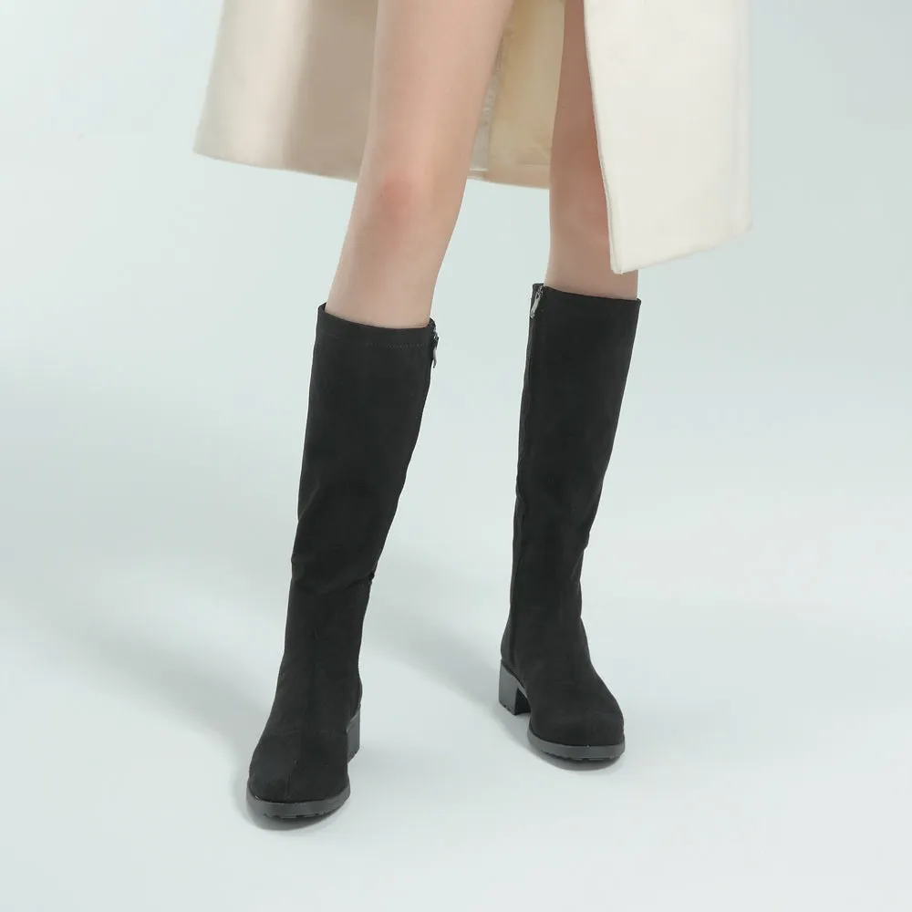 Alba Suede Knee-High Boots (Nero)
