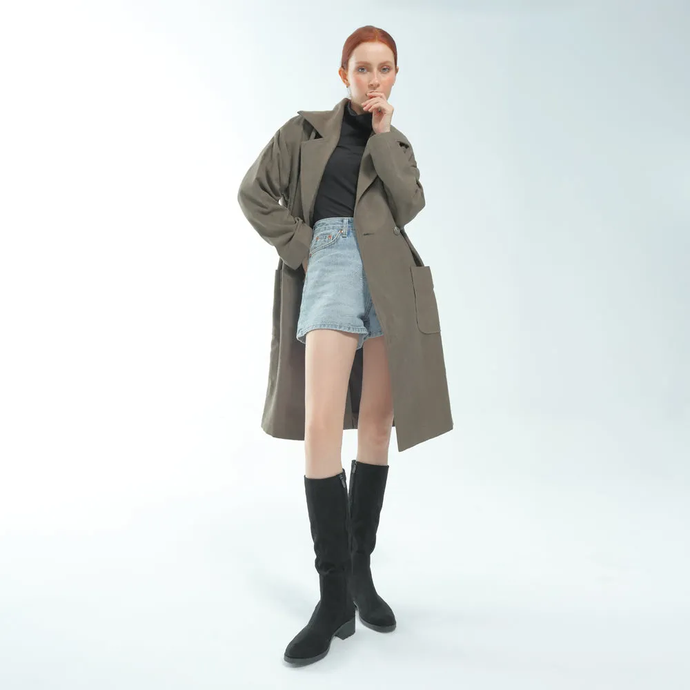 Alba Suede Knee-High Boots (Nero)