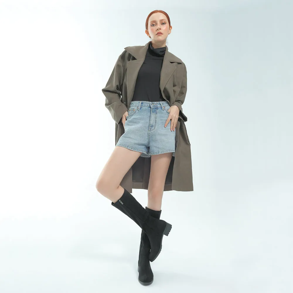 Alba Suede Knee-High Boots (Nero)