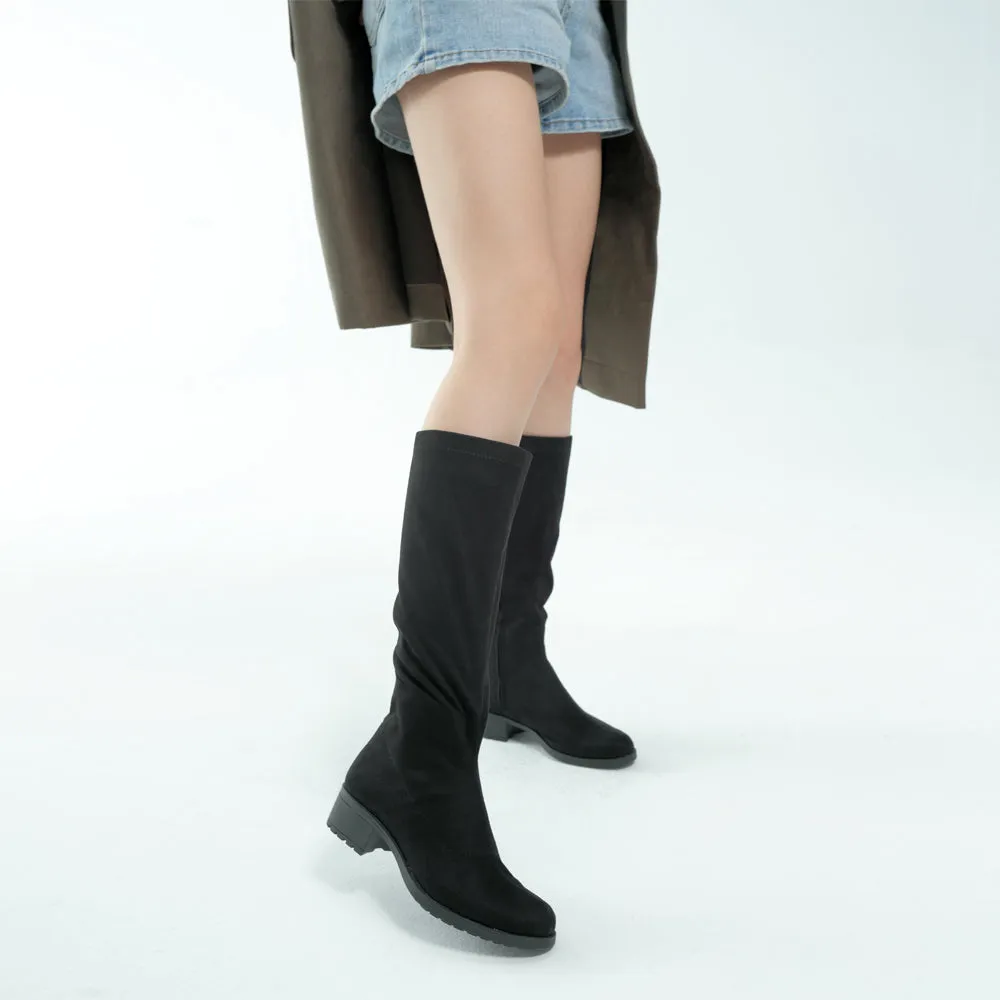 Alba Suede Knee-High Boots (Nero)