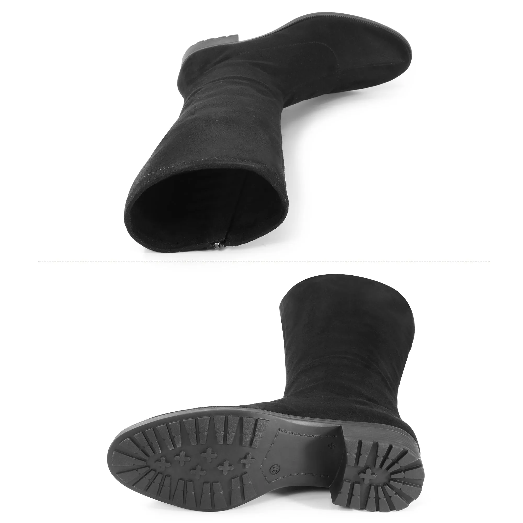 Alba Suede Knee-High Boots (Nero)