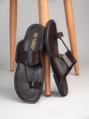 Alberto Torresi Men Brown Patent Office/Daily Wear Slippers