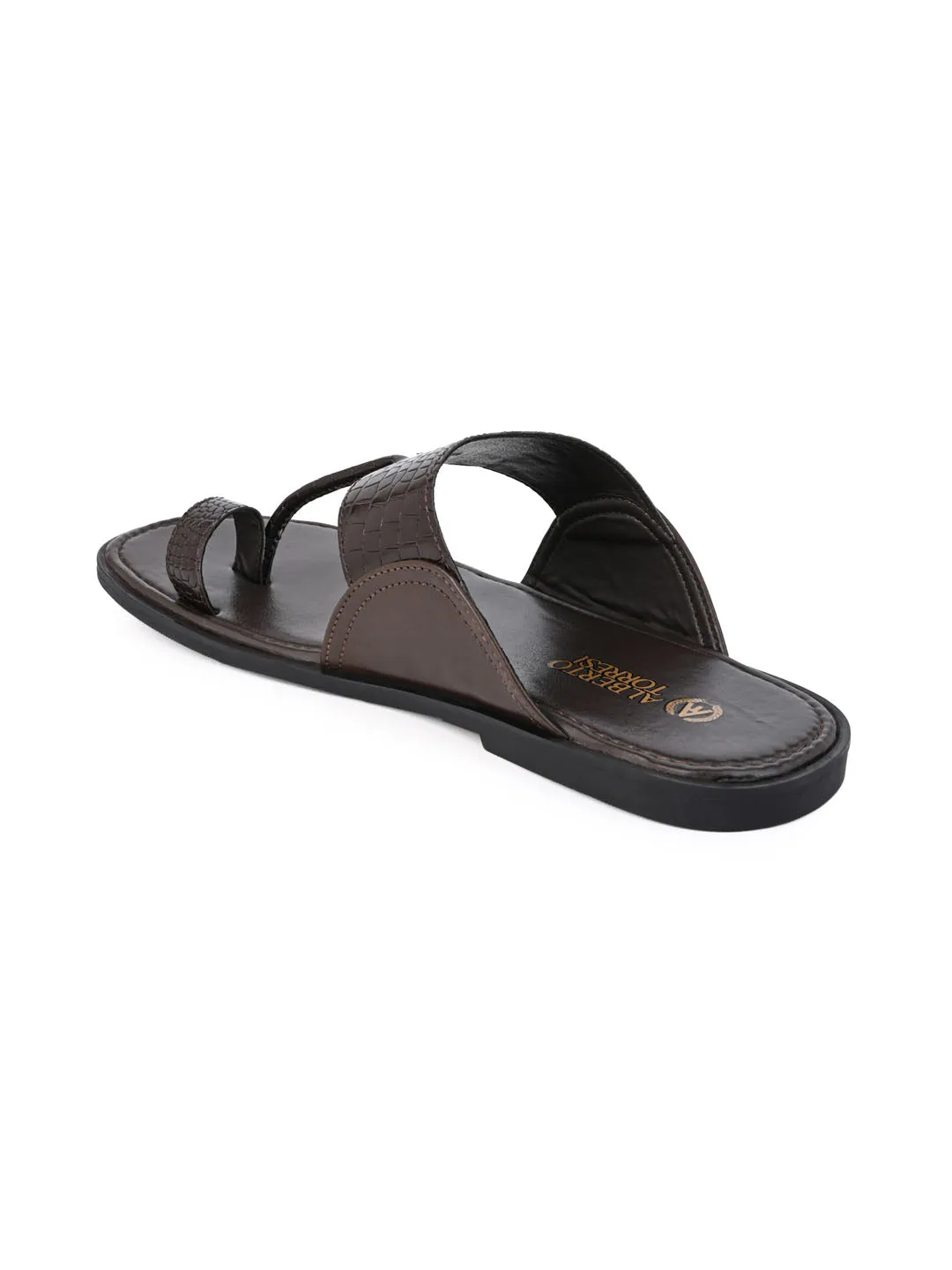 Alberto Torresi Men Brown Patent Office/Daily Wear Slippers