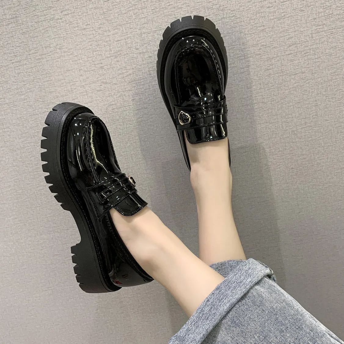 Amozae sweet lolita Mary Jane shoes women Solid Loafers Zapatos De Mujer 2022 Casual Women Slip on Round Toe Platform Shoes low heels A11