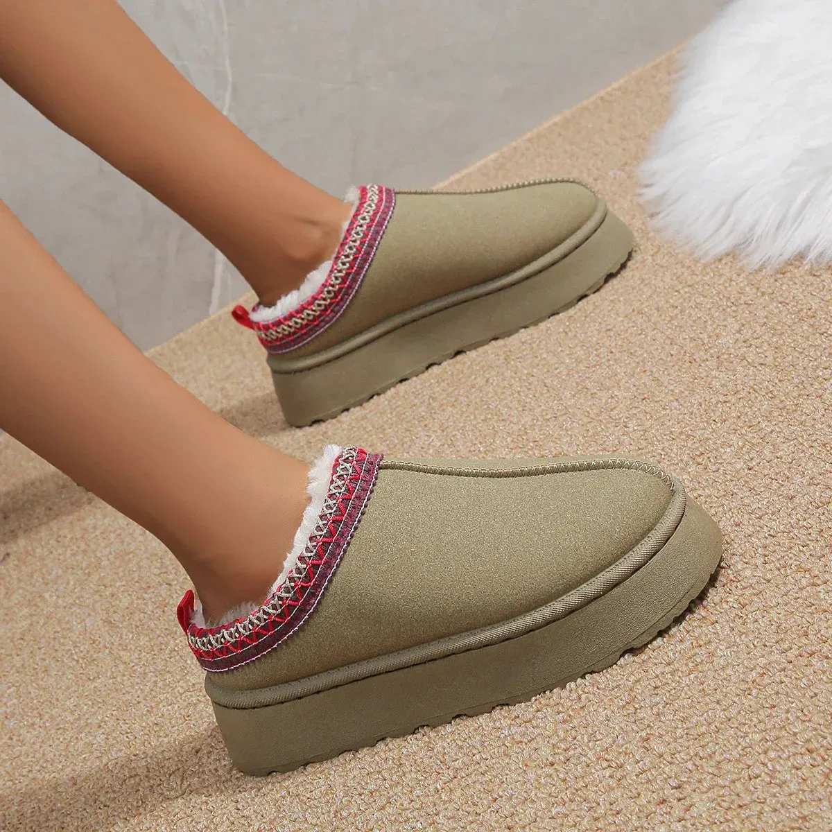 Ankle Flats Platform Stylish Plush Warm Fashion Snow Boot