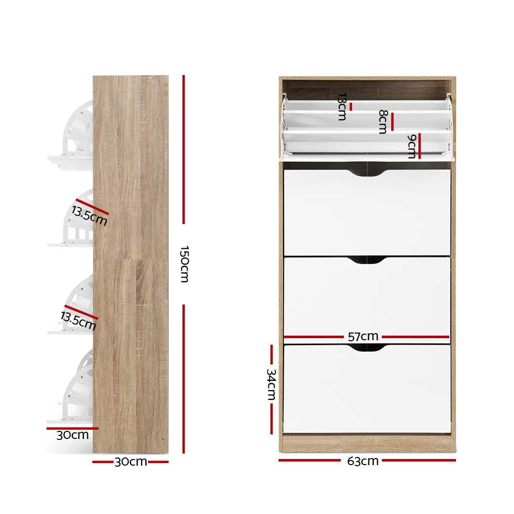 Artiss Shoe Rack Cabinet 60 Pairs 4-tier White Elen