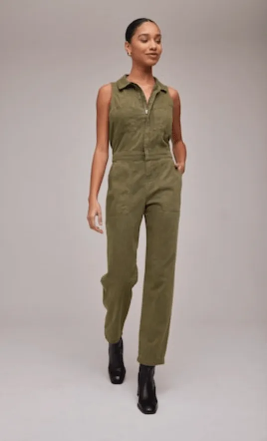 Bella Dahl Gwen Zip Front Coverall in Bonsai Green