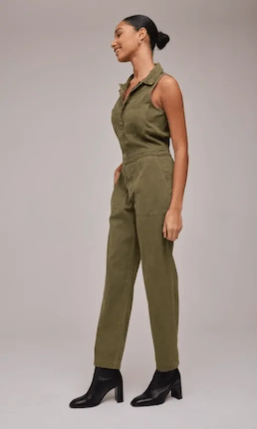 Bella Dahl Gwen Zip Front Coverall in Bonsai Green