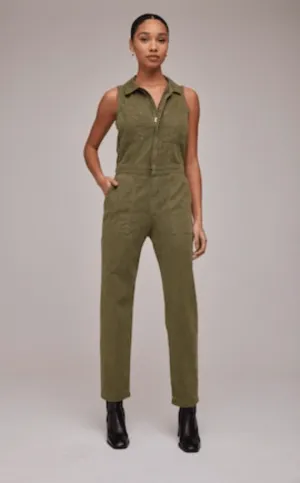 Bella Dahl Gwen Zip Front Coverall in Bonsai Green