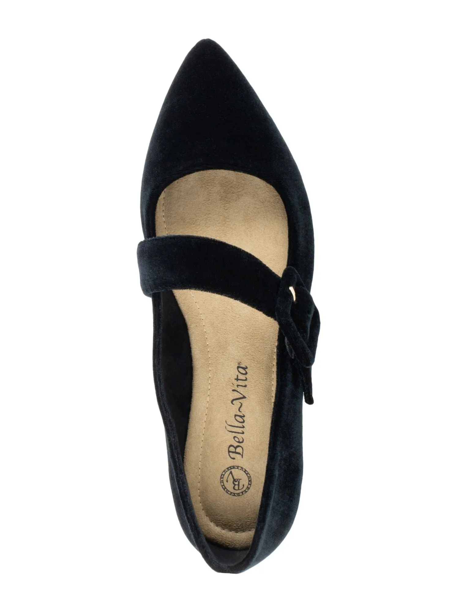 BELLA VITA Womens Black Mary Jane Padded Virginia Ii Pointed Toe Buckle Flats Shoes