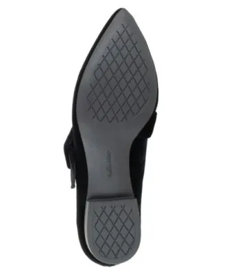 BELLA VITA Womens Black Mary Jane Padded Virginia Ii Pointed Toe Buckle Flats Shoes