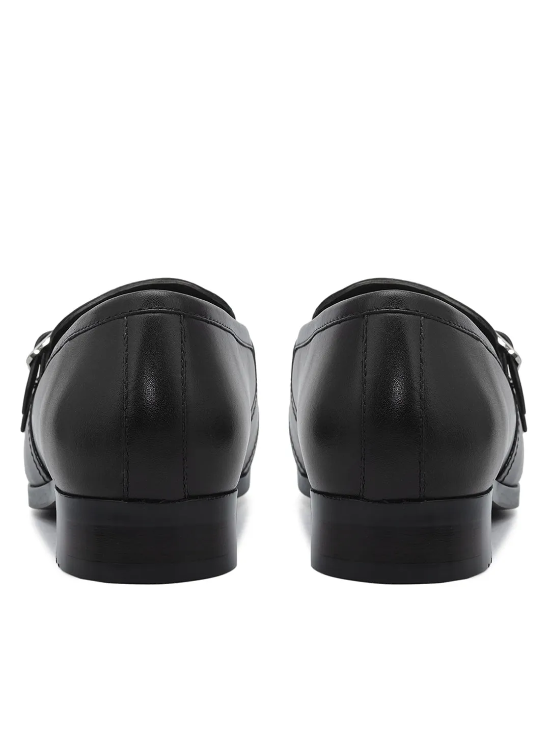 Black Brogue Monk Straps Shoes