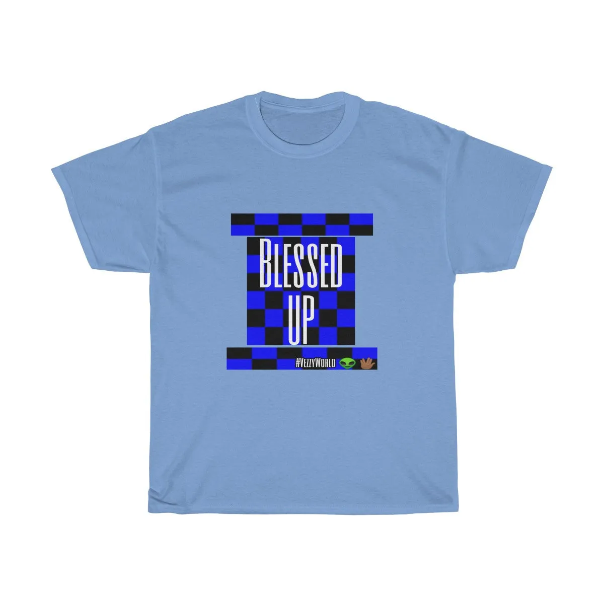 Blue Checkered " Bless Up" Tee 