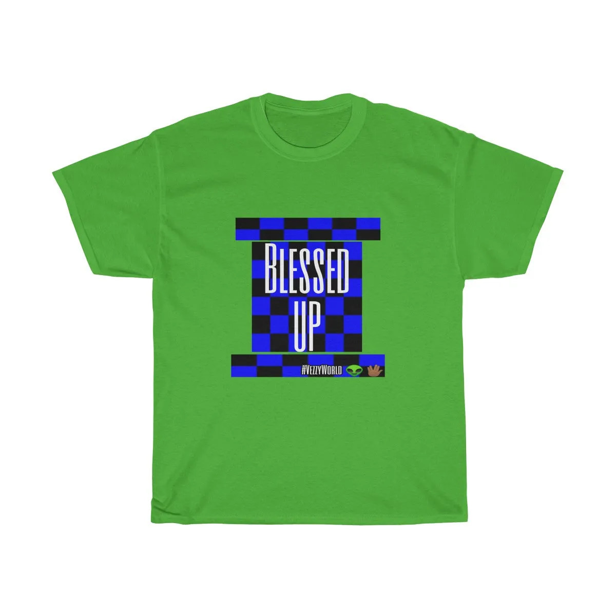 Blue Checkered " Bless Up" Tee 