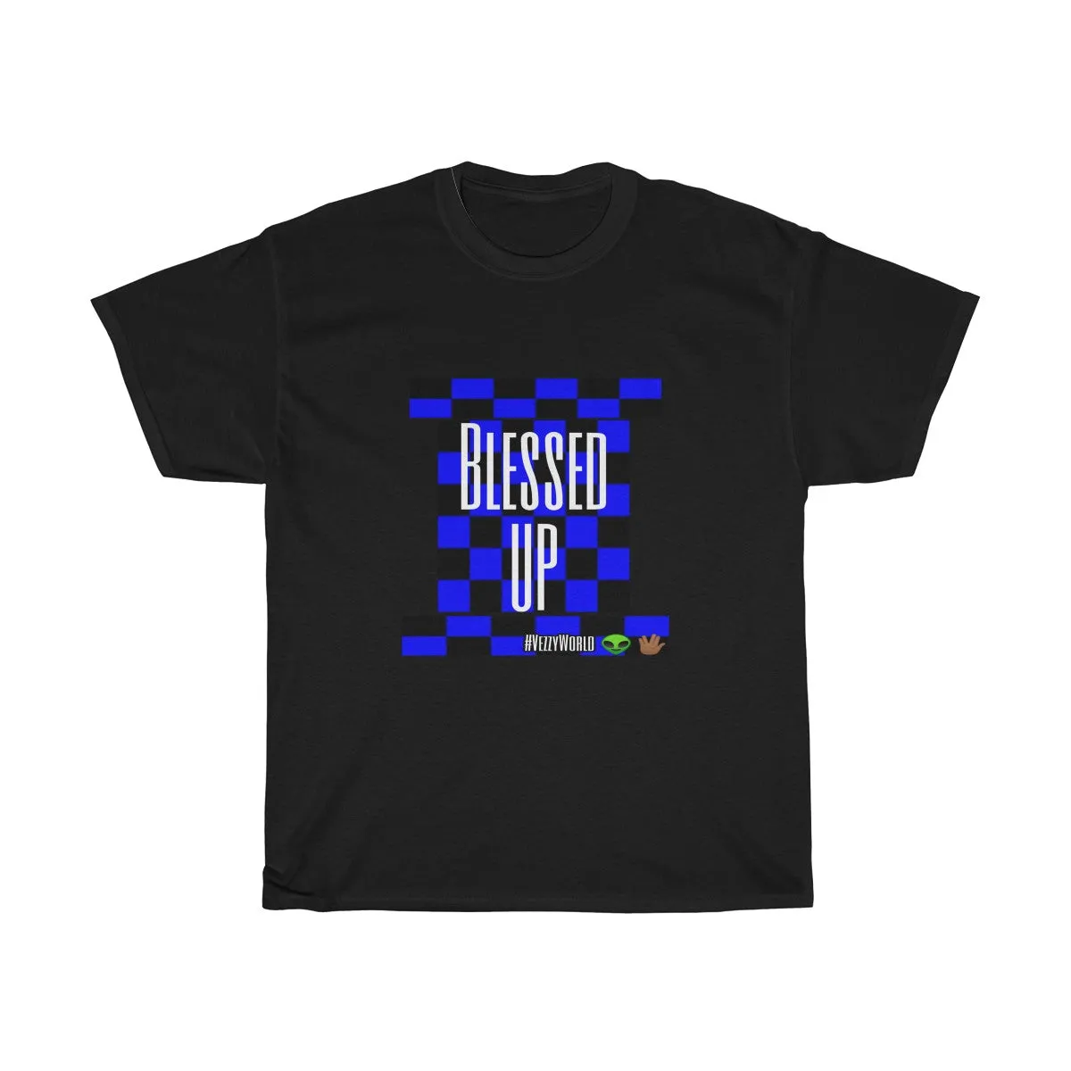 Blue Checkered " Bless Up" Tee 