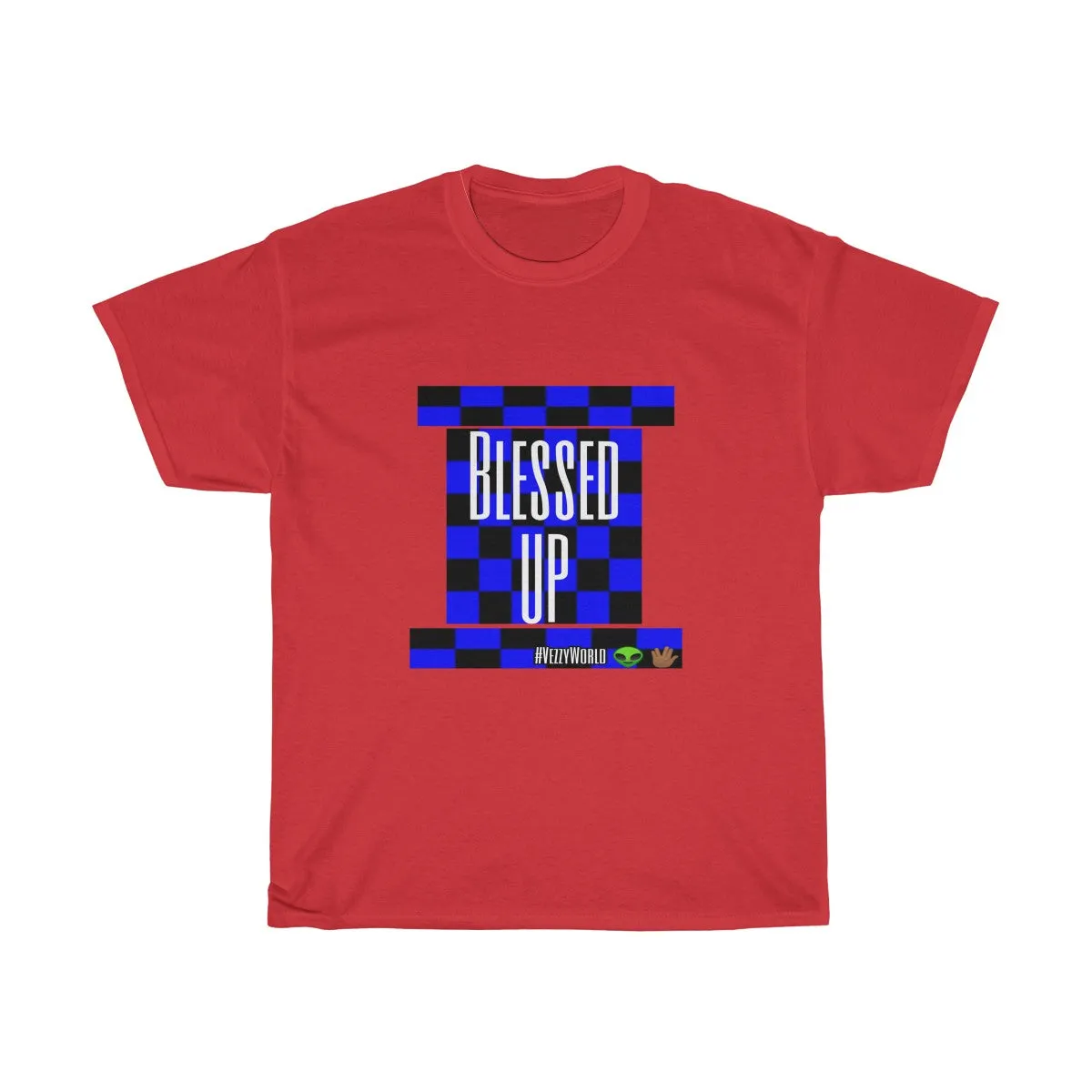 Blue Checkered " Bless Up" Tee 