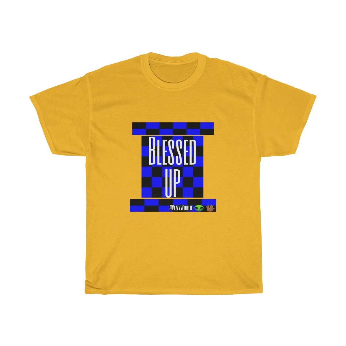 Blue Checkered " Bless Up" Tee 