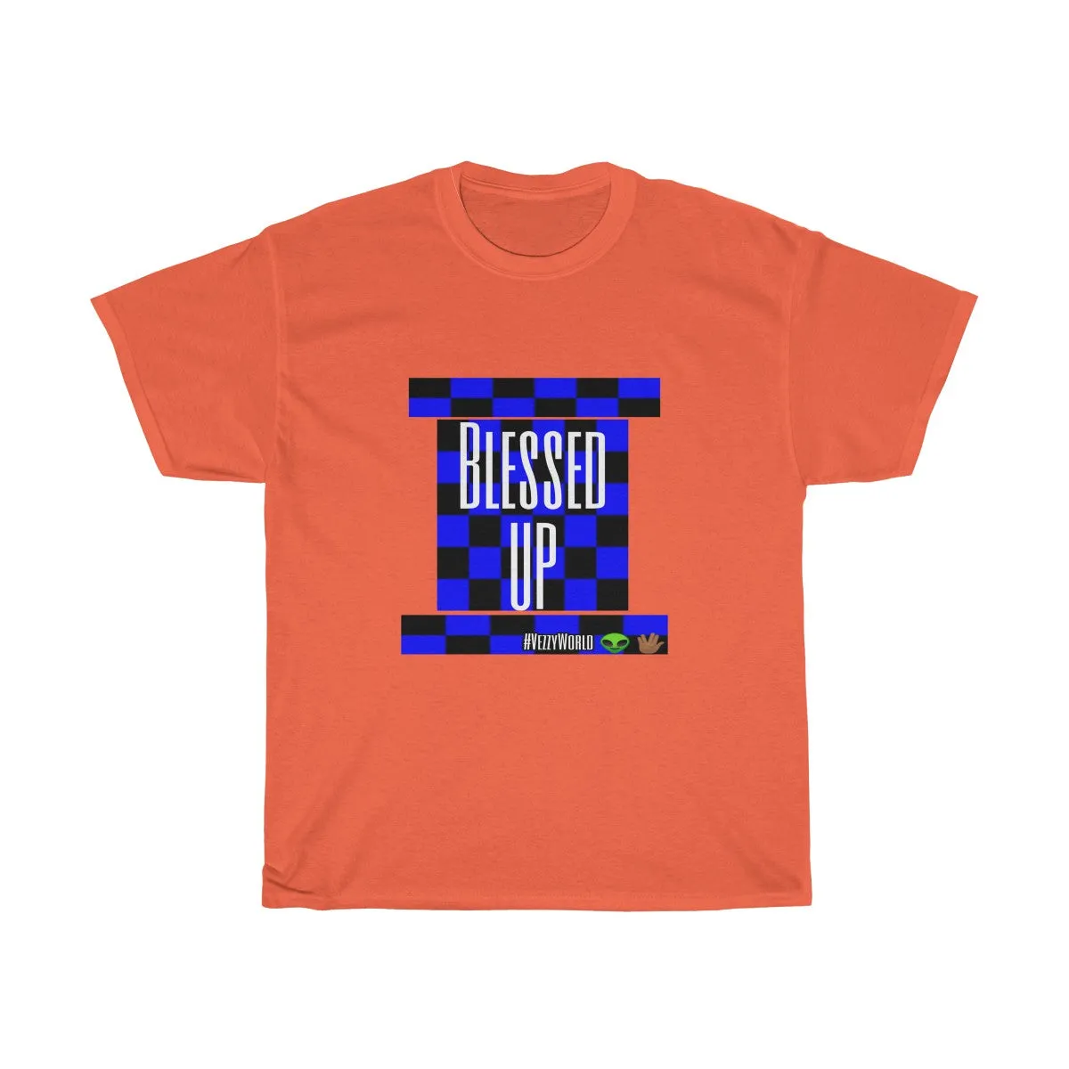 Blue Checkered " Bless Up" Tee 