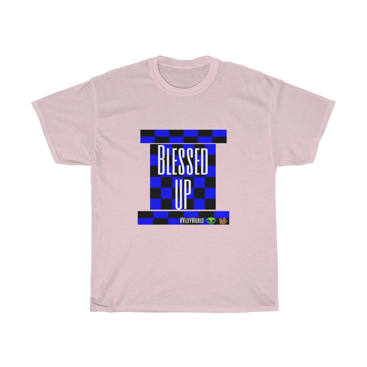 Blue Checkered " Bless Up" Tee 