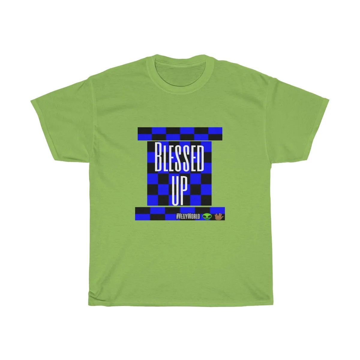 Blue Checkered " Bless Up" Tee 