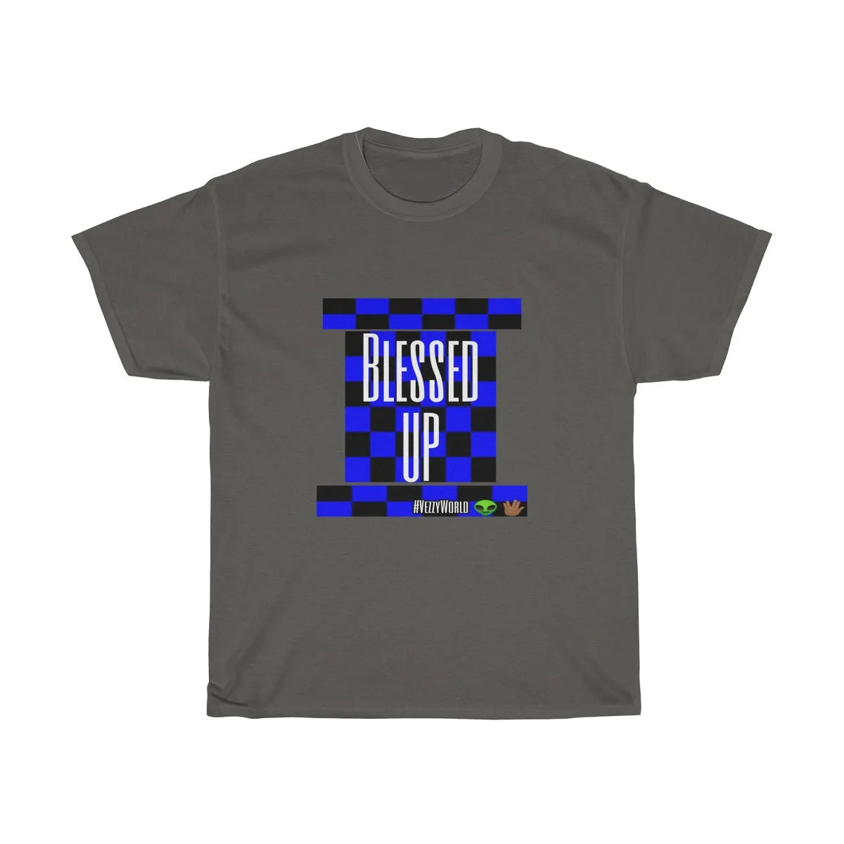 Blue Checkered " Bless Up" Tee 