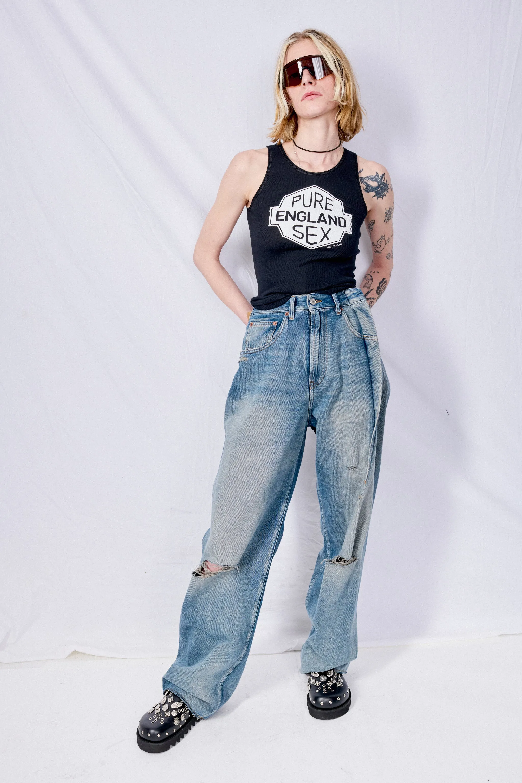 Blue Grey Aged Denim Jean