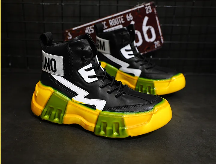 BOOPDO MESS DESIGN TRAINERS IN YELLOW COLOR POP WITH CHUNKY SOLE
