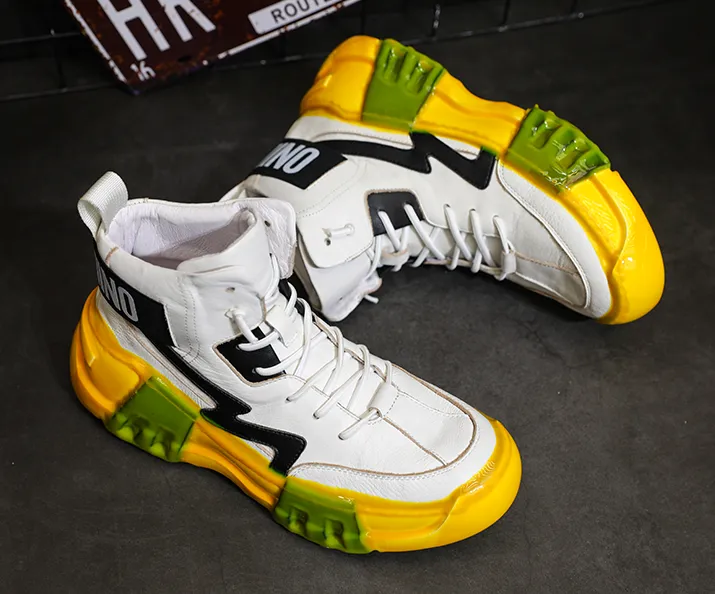 BOOPDO MESS DESIGN TRAINERS IN YELLOW COLOR POP WITH CHUNKY SOLE