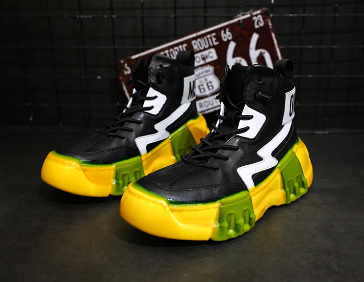 BOOPDO MESS DESIGN TRAINERS IN YELLOW COLOR POP WITH CHUNKY SOLE