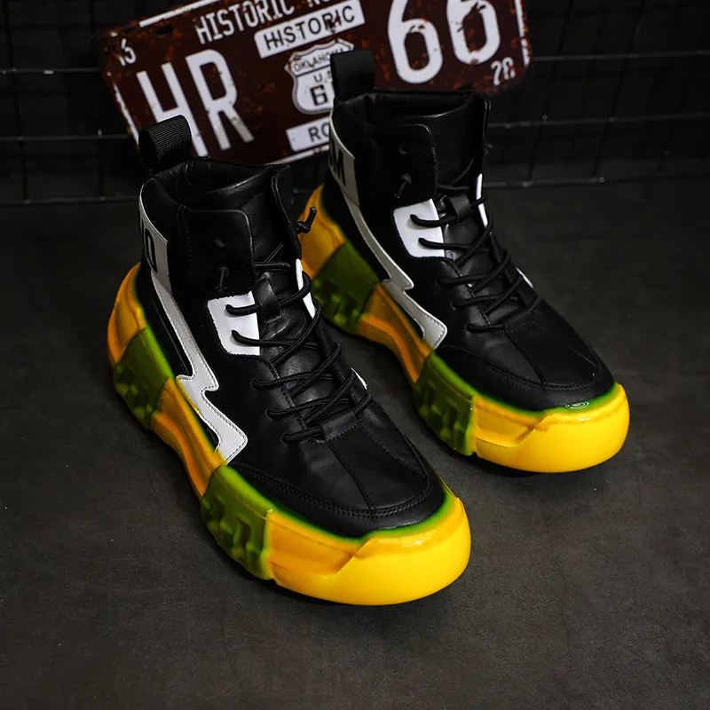 BOOPDO MESS DESIGN TRAINERS IN YELLOW COLOR POP WITH CHUNKY SOLE