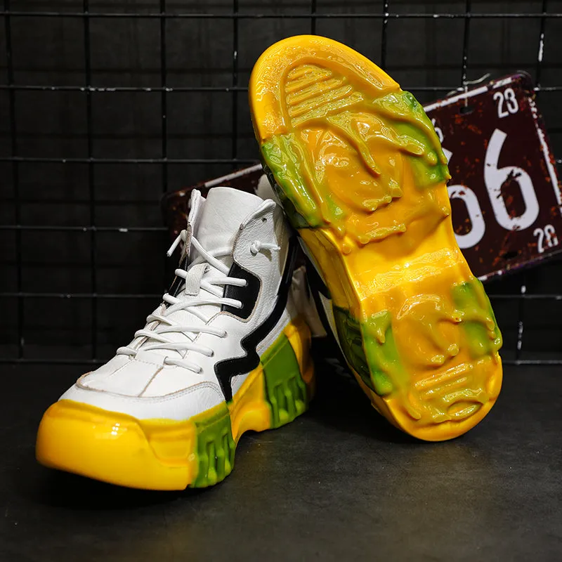 BOOPDO MESS DESIGN TRAINERS IN YELLOW COLOR POP WITH CHUNKY SOLE