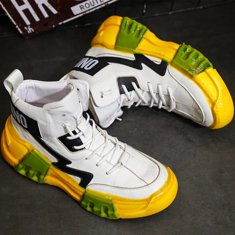 BOOPDO MESS DESIGN TRAINERS IN YELLOW COLOR POP WITH CHUNKY SOLE