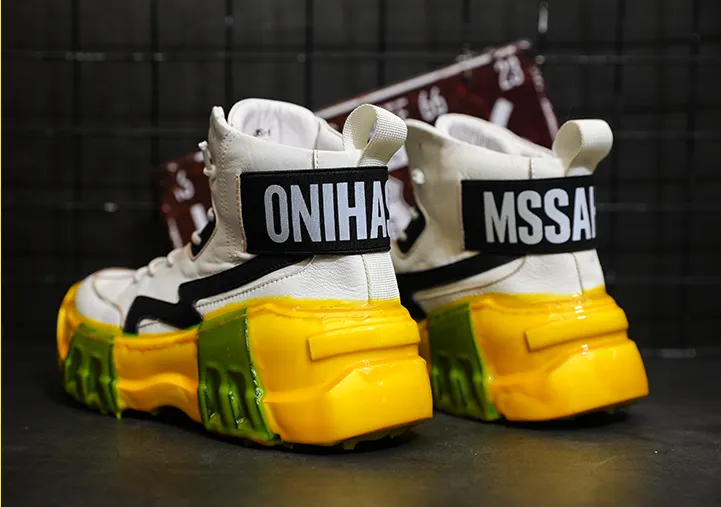 BOOPDO MESS DESIGN TRAINERS IN YELLOW COLOR POP WITH CHUNKY SOLE