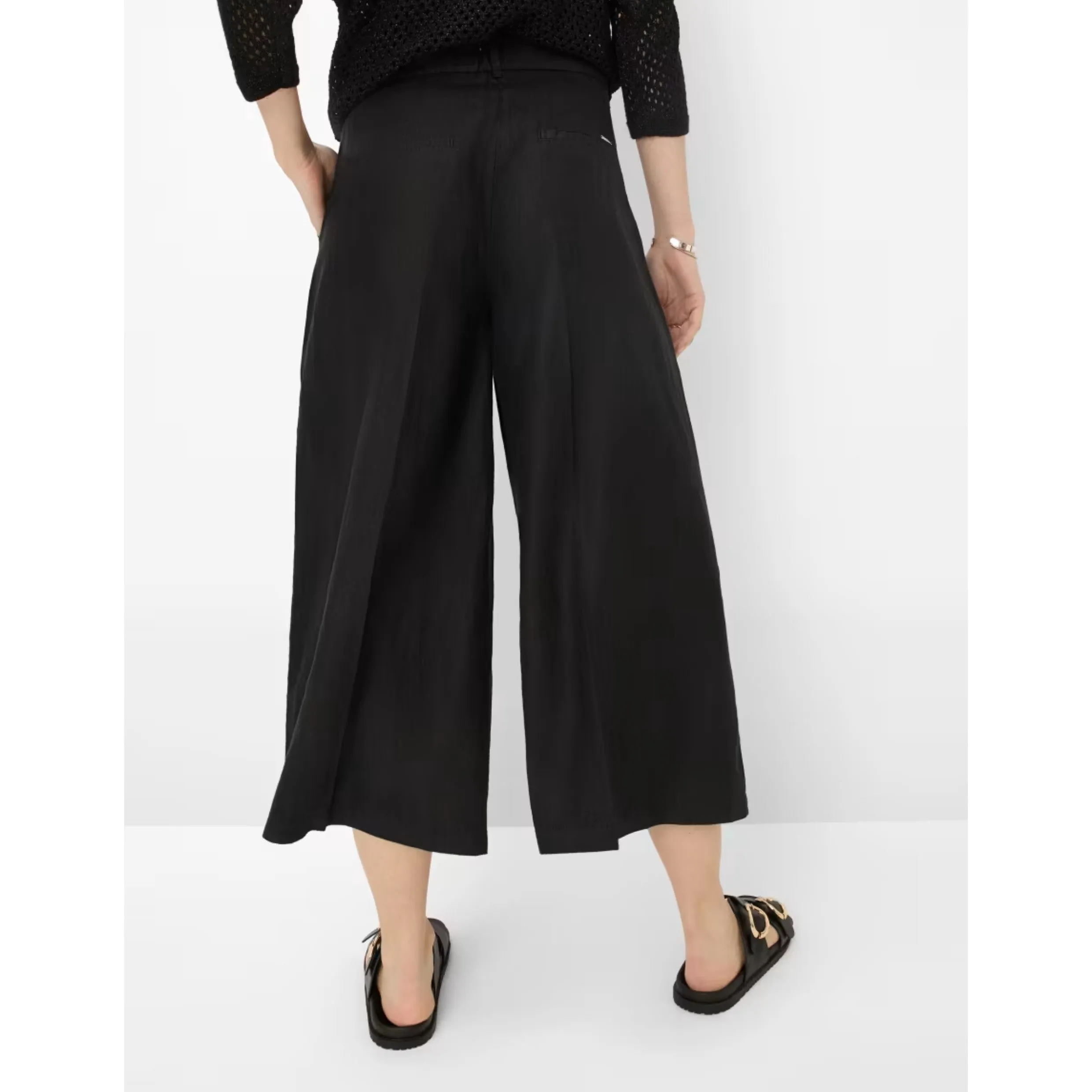 Brax Melli S Black Linen Wide Culotte 76-2208/02
