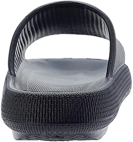 BRONAX House Slides for Women Mens Pillow Slippers House Sandals Shoes for Male Size 10 for Beach Bath Bathroom Comfy Cushion Thick Sole 42-43 Black