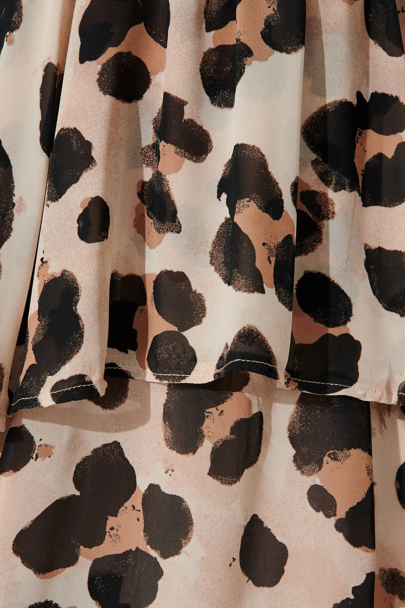 Brunetti Dress In Beige With Black Leopard Chiffon