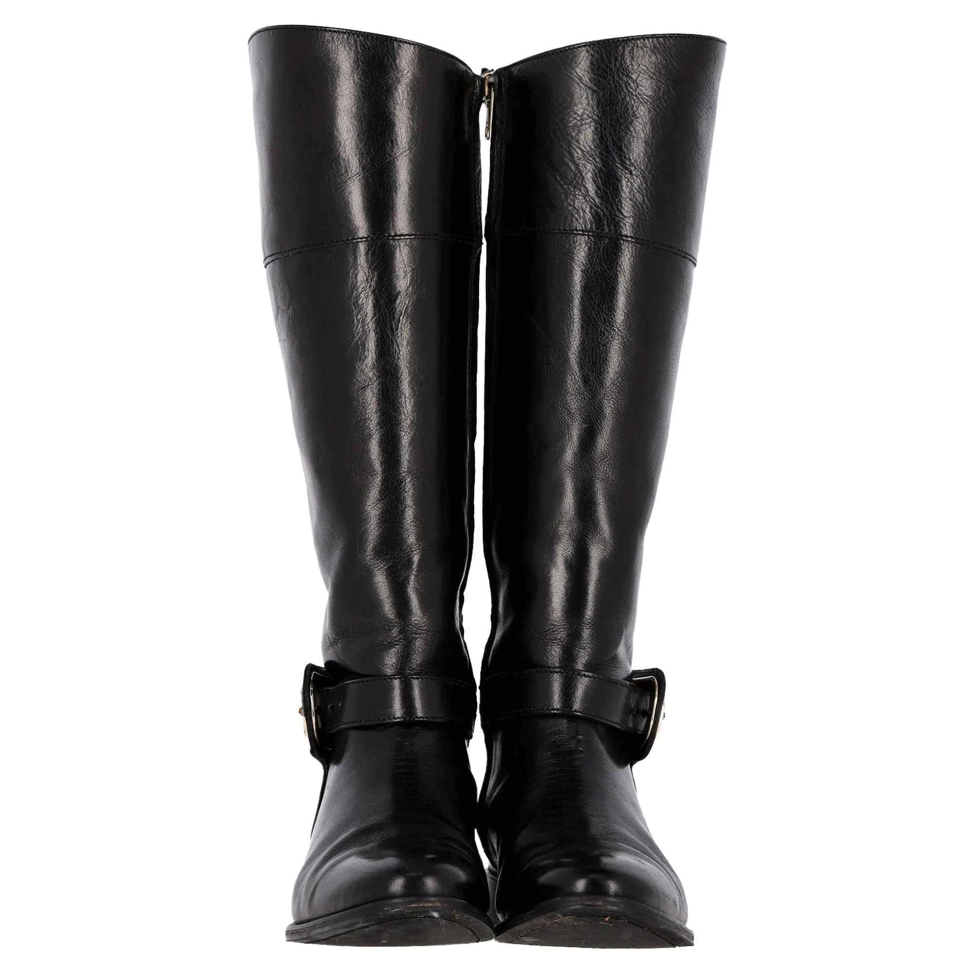 Burberry Bridle Winton Riding Boots in Black Leather