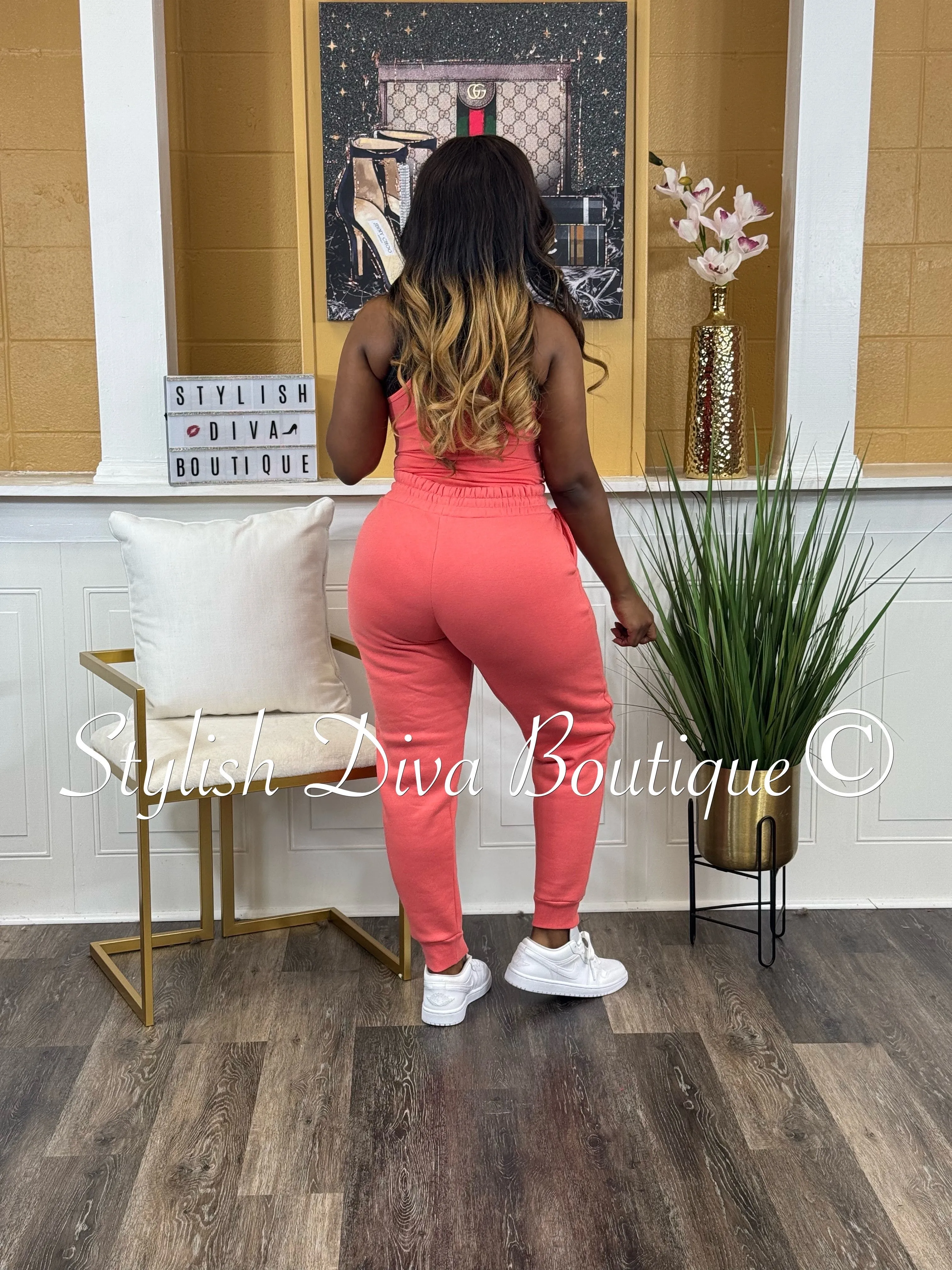 Caitlyn 3pc Waffle Cardigan Set (Deep Coral)