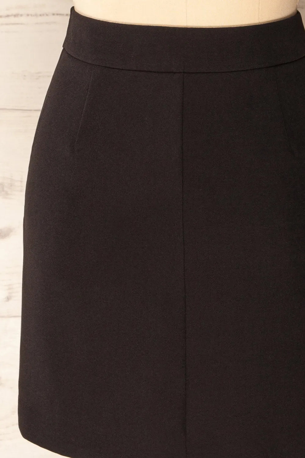 Cannes | Short A-Line Black Skirt w/ Slit