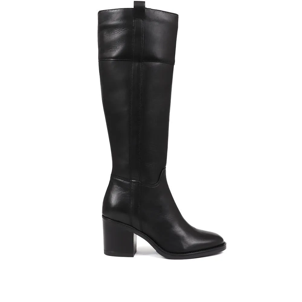 CARMINE Leather Knee High Boots - CARMINE / 324 307